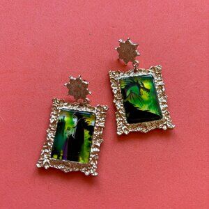 Maleficent Golden Frame Earrings